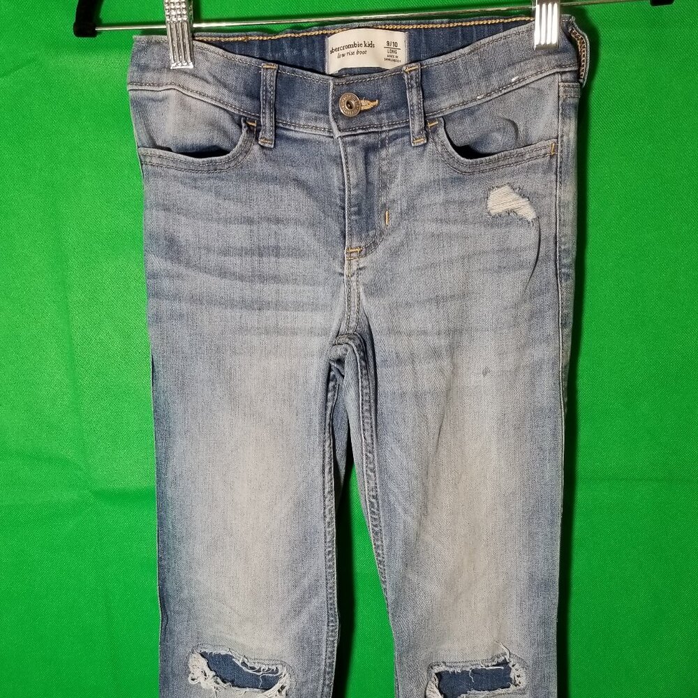 Abercrombie‎ Kids Jeans Girls 9/10 Low Rise Boot Medium Wash Distressed